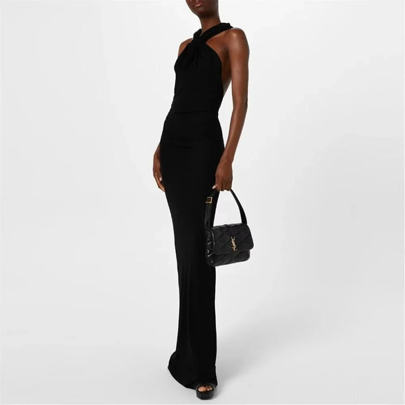 SAINT LAURENT Hooded Crepe Dress in Noir 36 New Womens Long Maxi Gown - Picture 12 of 17